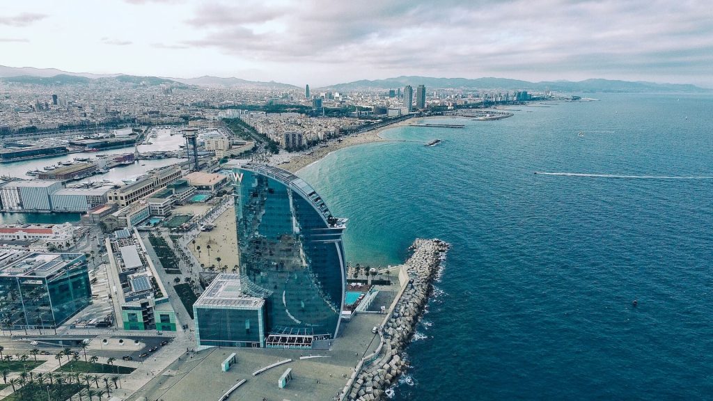 Vista aérea de la playa de la Barceloneta